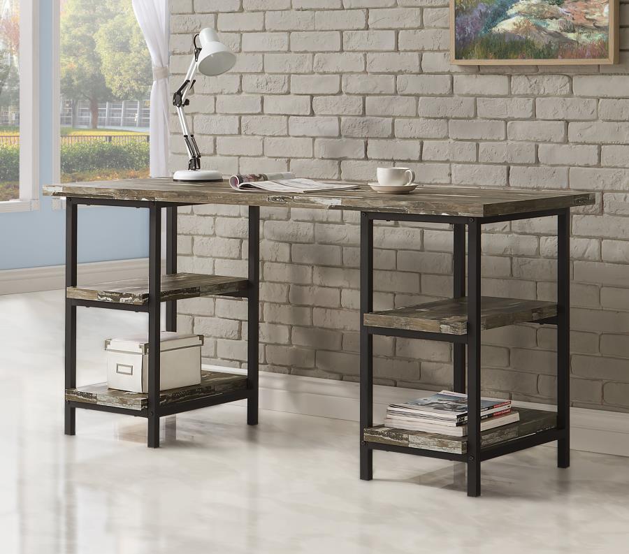 KEMPER 59-INCH 4-SHELF WRITING DESK WEATHERED BROWN