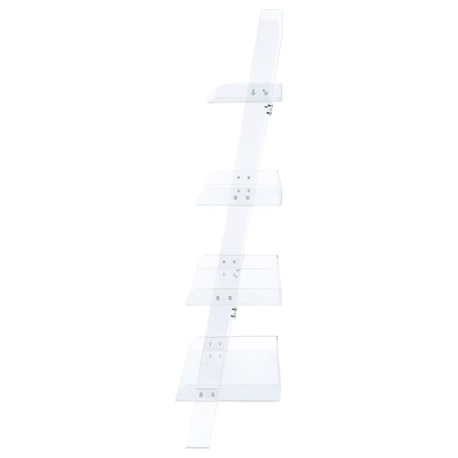 AMATURO 72-INCH 4-SHELF ACRYLIC LADDER BOOKSHELF CLEAR