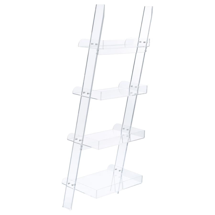 AMATURO 72-INCH 4-SHELF ACRYLIC LADDER BOOKSHELF CLEAR