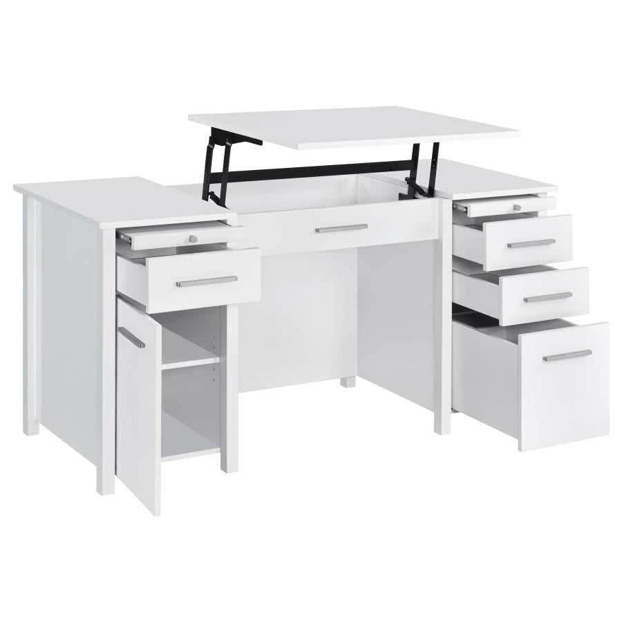 DYLAN 60-INCH 4-DRAWER LIFT TOP OFFICE DESK WHITE HIGH GLOSS