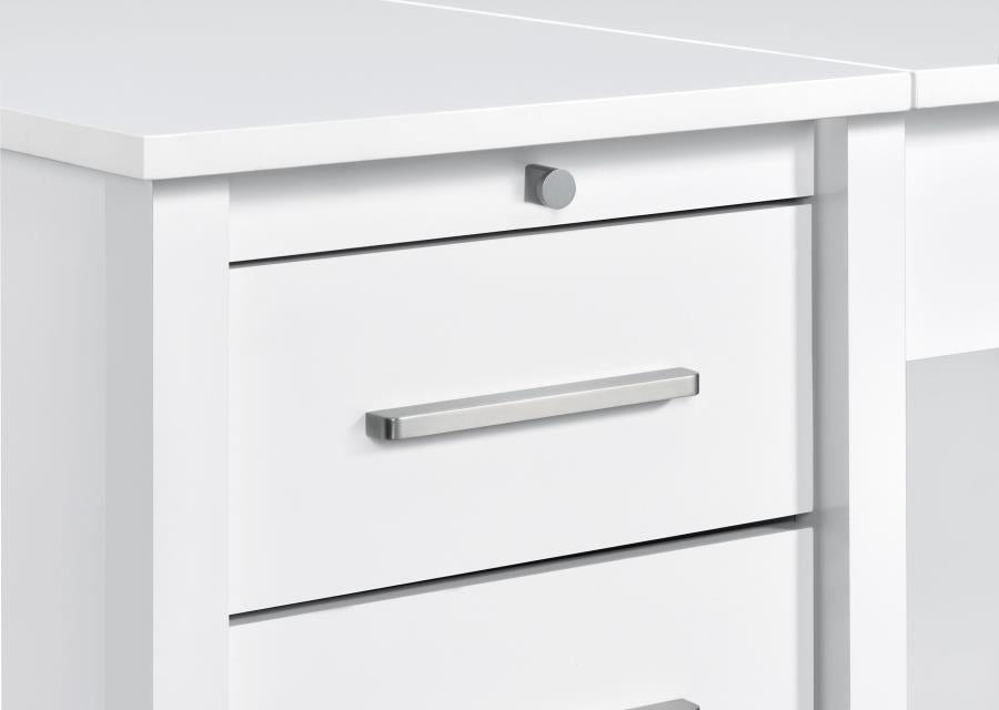 DYLAN 60-INCH 4-DRAWER LIFT TOP OFFICE DESK WHITE HIGH GLOSS