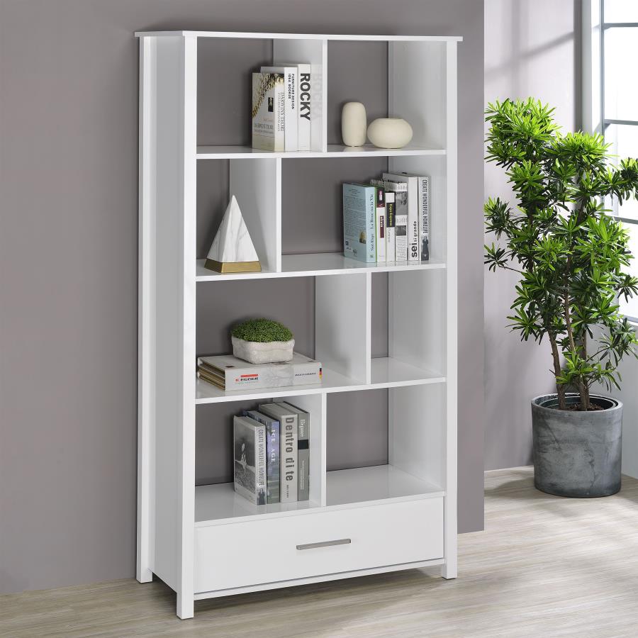 DYLAN 68-INCH 4-SHELF STORAGE BOOKSHELF WHITE HIGH GLOSS