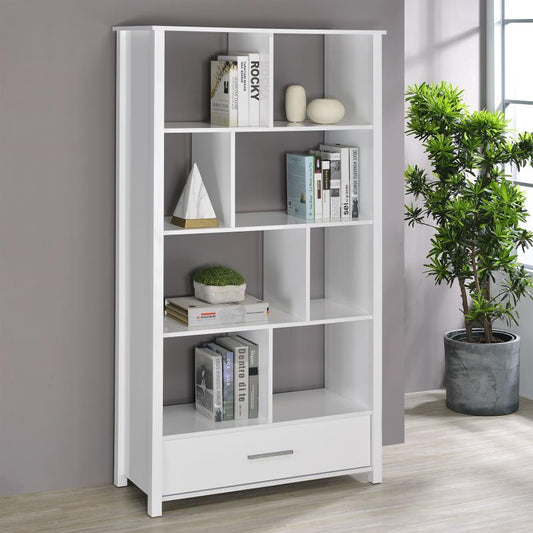 DYLAN 68-INCH 4-SHELF STORAGE BOOKSHELF WHITE HIGH GLOSS