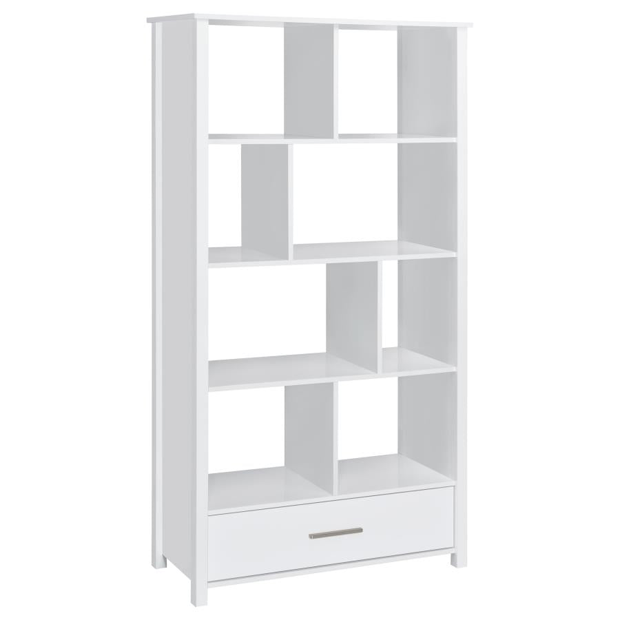 DYLAN 68-INCH 4-SHELF STORAGE BOOKSHELF WHITE HIGH GLOSS