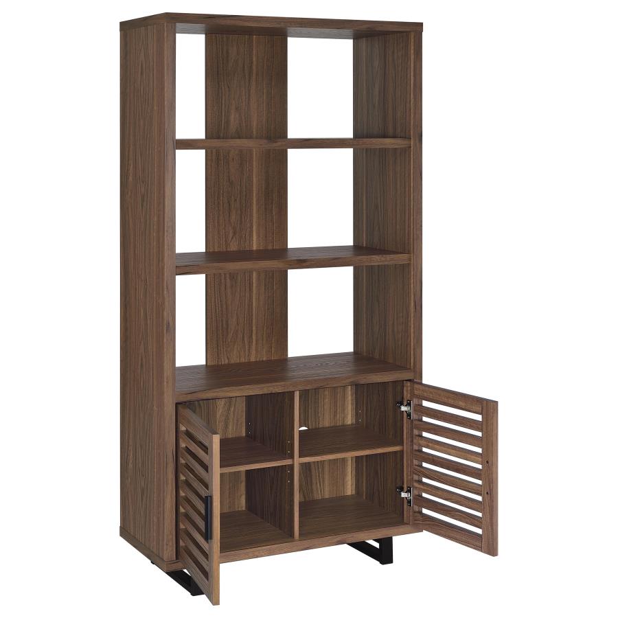 MADDOX 71-INCH 3-SHELF CABINET BOOKCASE WALNUT