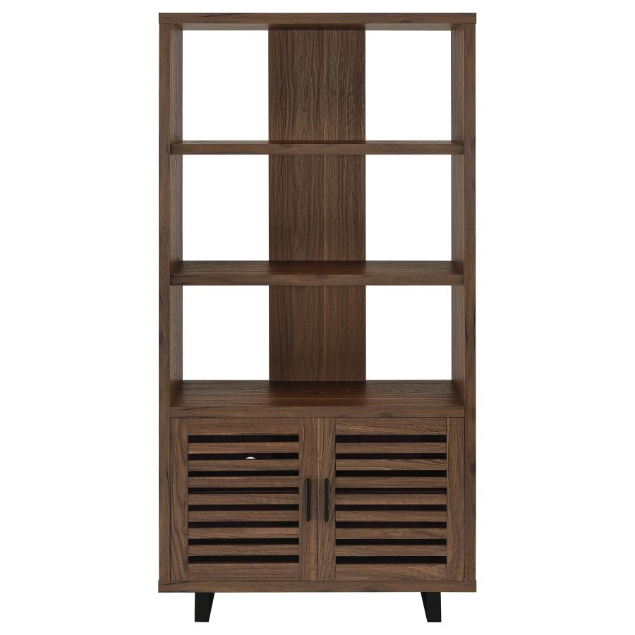 MADDOX 71-INCH 3-SHELF CABINET BOOKCASE WALNUT