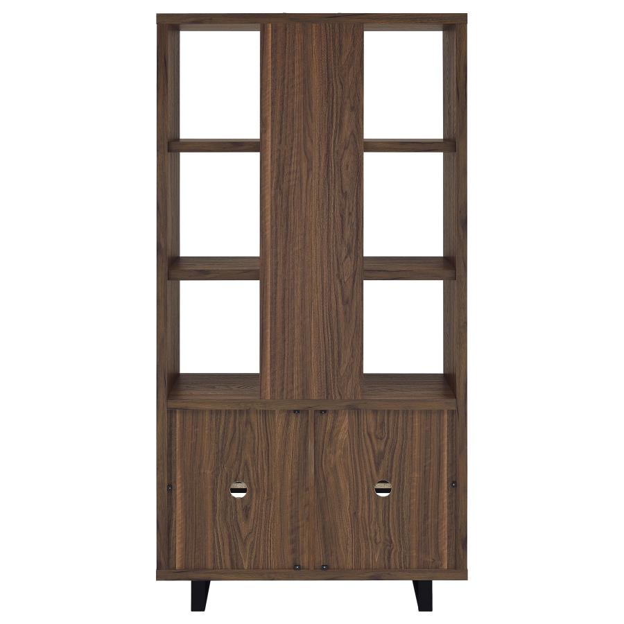 MADDOX 71-INCH 3-SHELF CABINET BOOKCASE WALNUT