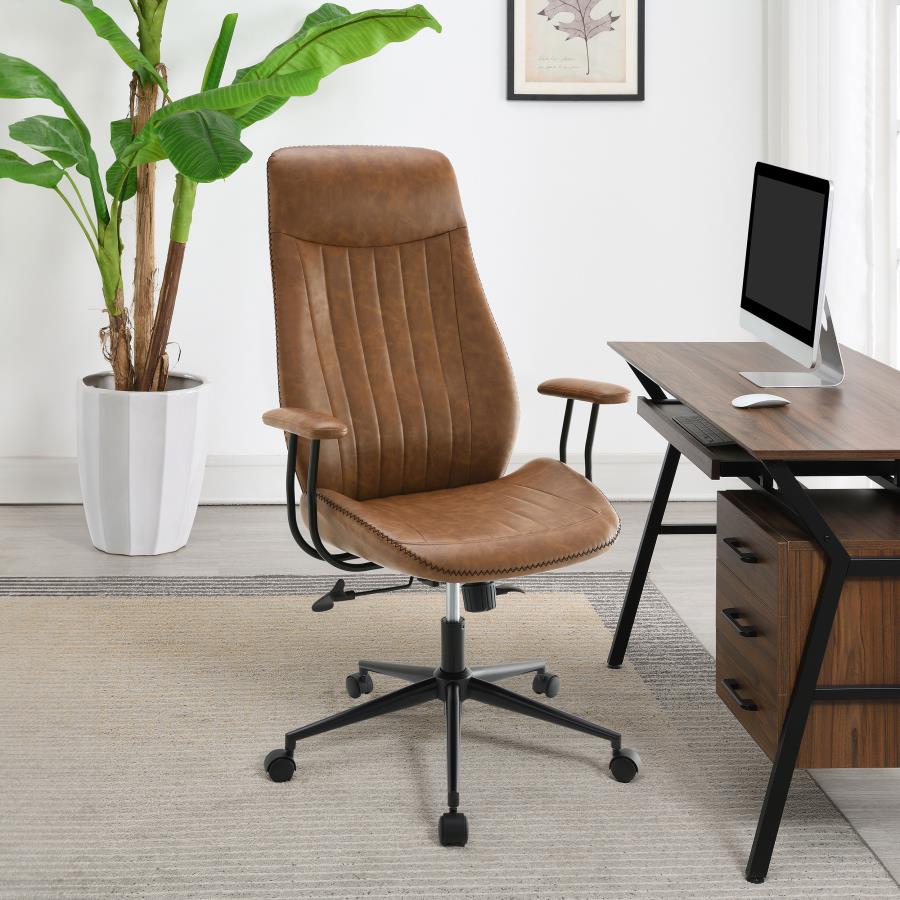 RANGER UPHOLSTERED ADJUSTABLE HOME OFFICE DESK CHAIR BROWN