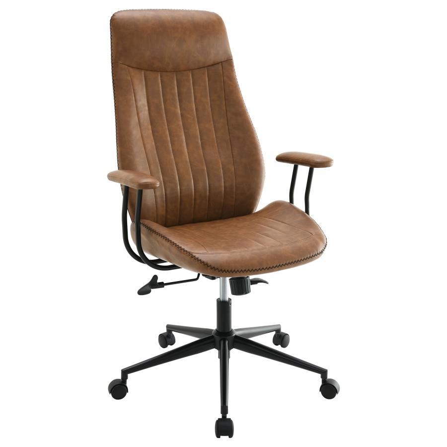 RANGER UPHOLSTERED ADJUSTABLE HOME OFFICE DESK CHAIR BROWN
