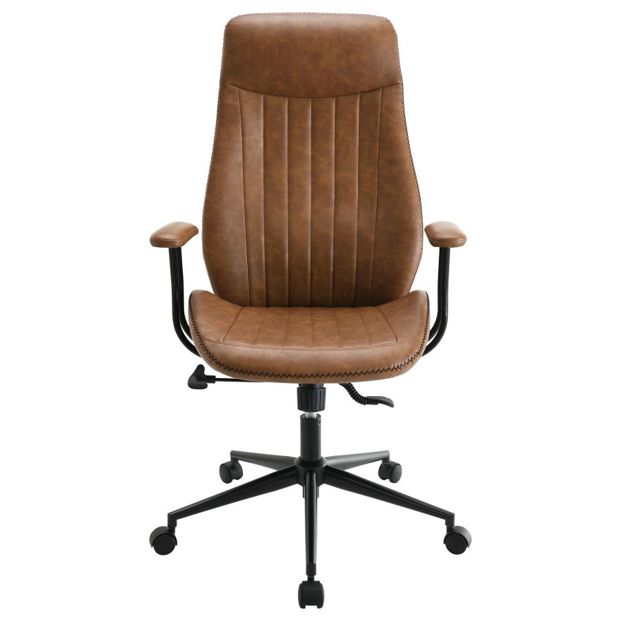 RANGER UPHOLSTERED ADJUSTABLE HOME OFFICE DESK CHAIR BROWN