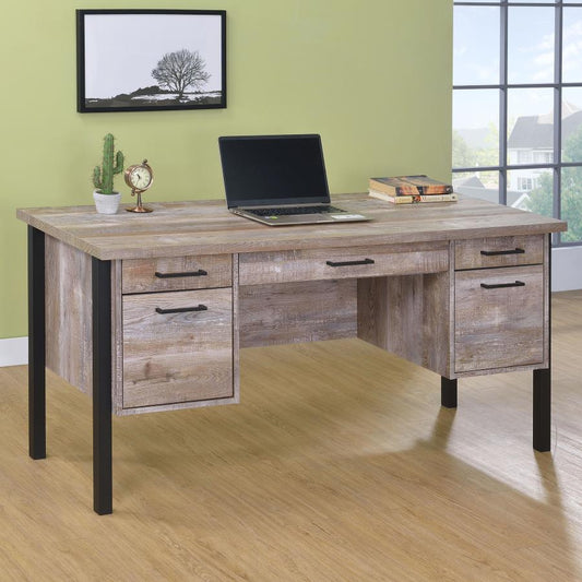 SAMSON 60-INCH 4-DRAWER OFFICE COMPUTER DESK WEATHERED OAK