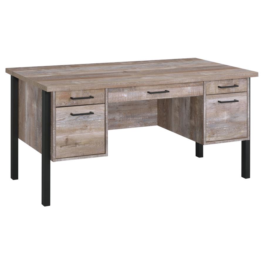 SAMSON 60-INCH 4-DRAWER OFFICE COMPUTER DESK WEATHERED OAK