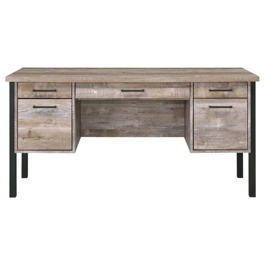 SAMSON 60-INCH 4-DRAWER OFFICE COMPUTER DESK WEATHERED OAK