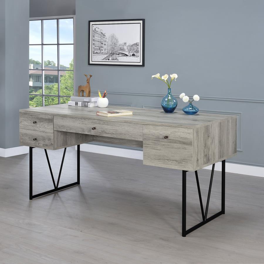 ANALIESE 63-INCH 4-DRAWER WRITING DESK GREY DRIFTWOOD