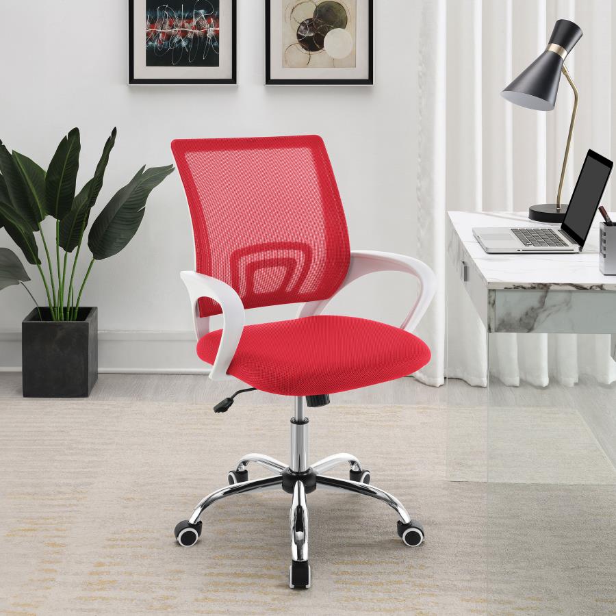 FELTON UPHOLSTERED ADJUSTABLE HOME OFFICE DESK CHAIR RED