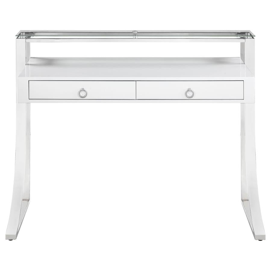 GEMMA 48-INCH 2-DRAWER WRITING DESK WHITE HIGH GLOSS