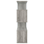 EMELLE 63-INCH 4-SHELF GLASS PANEL BOOKSHELF GREY DRIFTWOOD