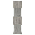 EMELLE 63-INCH 4-SHELF GLASS PANEL BOOKSHELF GREY DRIFTWOOD