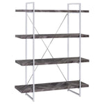 GRIMMA 63-INCH 4-SHELF BOOKSHELF RUSTIC GREY AND CHROME