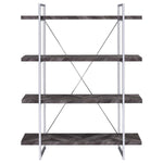 GRIMMA 63-INCH 4-SHELF BOOKSHELF RUSTIC GREY AND CHROME