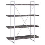 GRIMMA 63-INCH 4-SHELF BOOKSHELF RUSTIC GREY AND CHROME