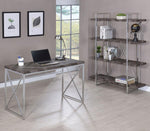 GRIMMA 63-INCH 4-SHELF BOOKSHELF RUSTIC GREY AND CHROME
