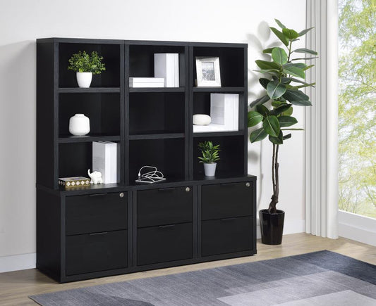 WESTPARK 3-PIECE WALL UNIT BOOKCASE SET WITH USB BLACK