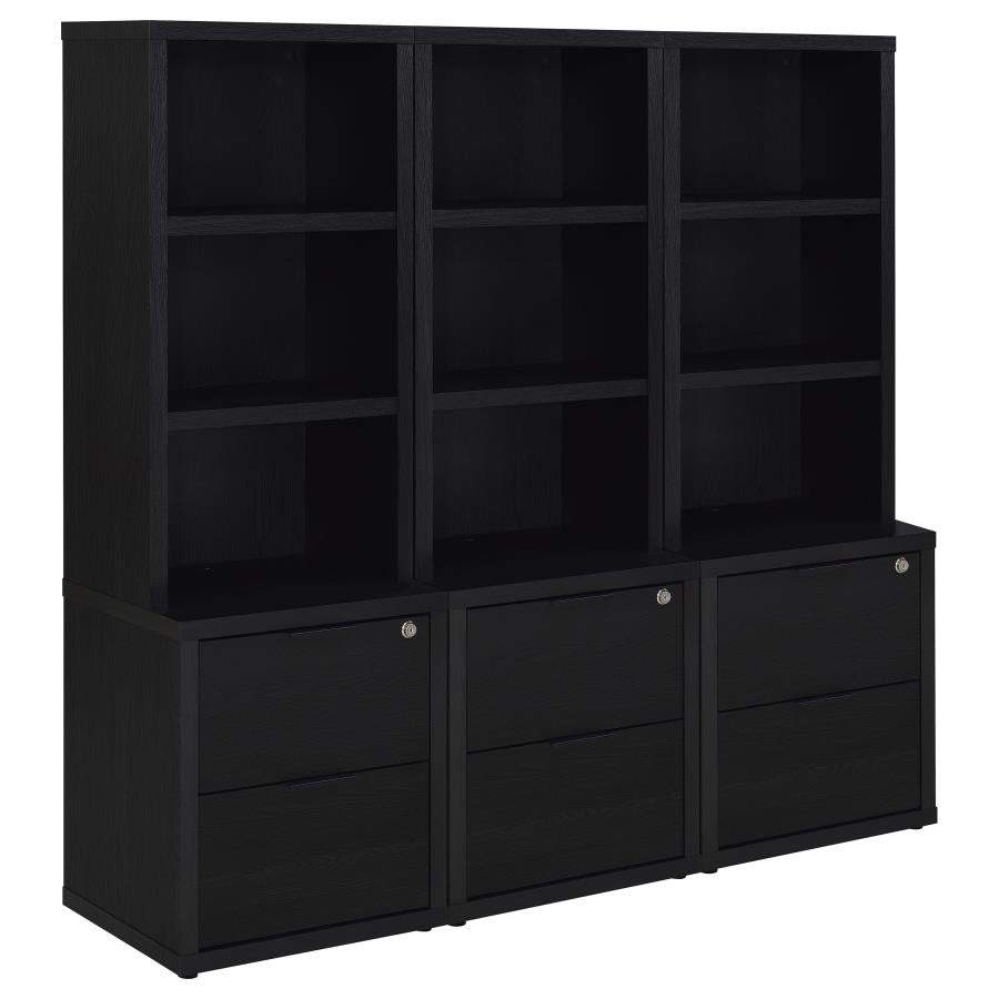 WESTPARK 3-PIECE WALL UNIT BOOKCASE SET WITH USB BLACK