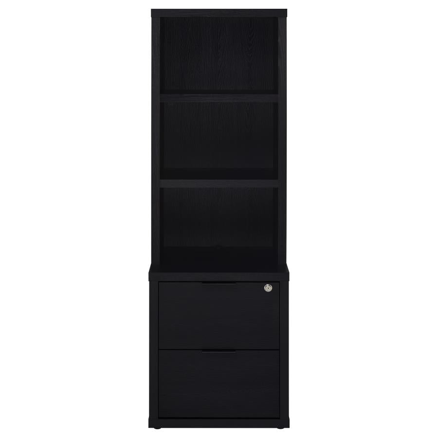 WESTPARK 3-PIECE WALL UNIT BOOKCASE SET WITH USB BLACK