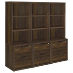WESTPARK 3-PIECE WALL UNIT BOOKCASE SET WITH USB DARK PINE