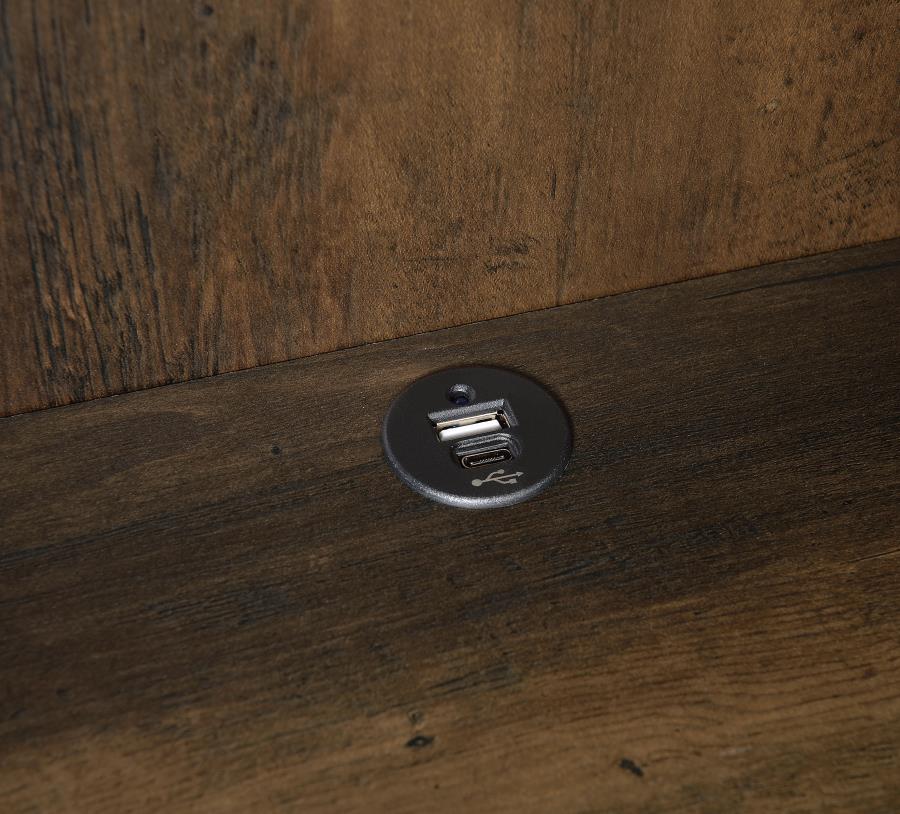 WESTPARK 3-PIECE WALL UNIT BOOKCASE SET WITH USB DARK PINE