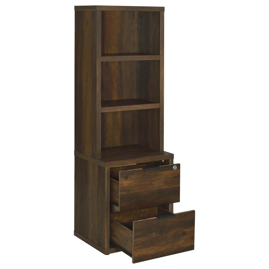 WESTPARK 3-SHELF BOOKCASE USB AND LOCKABLE DRAWER DARK PINE