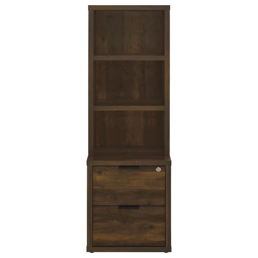 WESTPARK 3-SHELF BOOKCASE USB AND LOCKABLE DRAWER DARK PINE