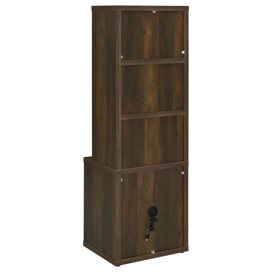 WESTPARK 3-SHELF BOOKCASE USB AND LOCKABLE DRAWER DARK PINE