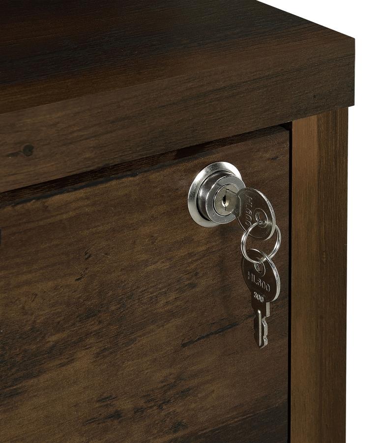 WESTPARK 3-SHELF BOOKCASE USB AND LOCKABLE DRAWER DARK PINE