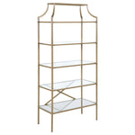 SERENA 70-INCH 5-SHELF GLASS BOOKSHELF GOLD