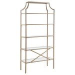 SERENA 70-INCH 5-SHELF GLASS BOOKSHELF GOLD