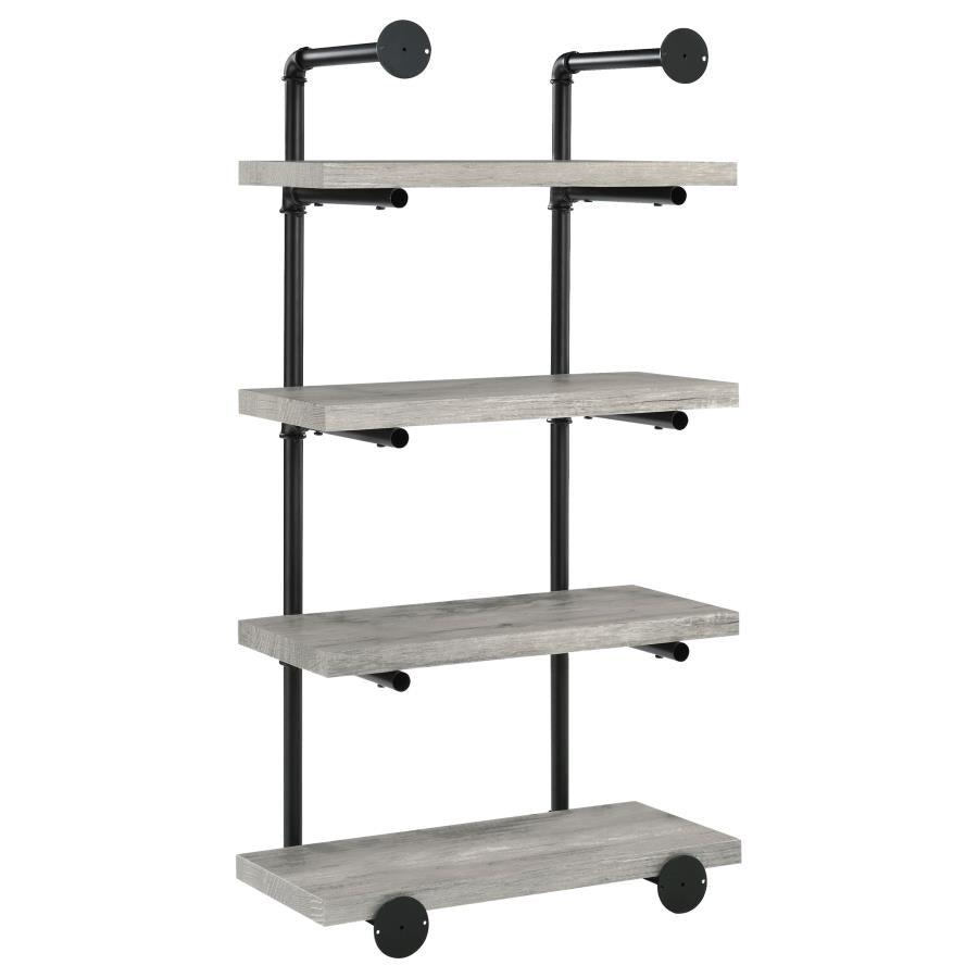 ELMCREST 24-INCH 4-SHELF WALL BOOKSHELF GREY DRIFTWOOD