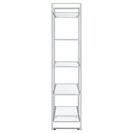 HARTFORD 79-INCH 5-SHELF GLASS BOOKSHELF CHROME