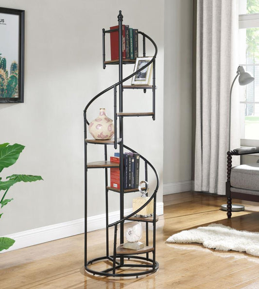 ROSEGLEN 69-INCH 8-SHELF STAIRCASE BOOKSHELF RUSTIC BROWN