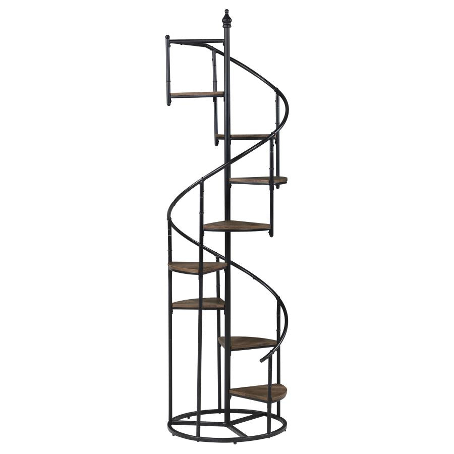 ROSEGLEN 69-INCH 8-SHELF STAIRCASE BOOKSHELF RUSTIC BROWN