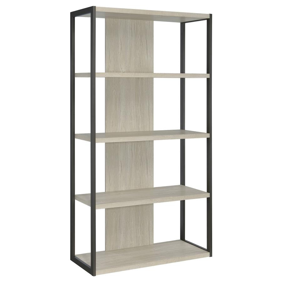 LOOMIS 72-INCH 4-SHELF BOOKSHELF WHITEWASHED GREY