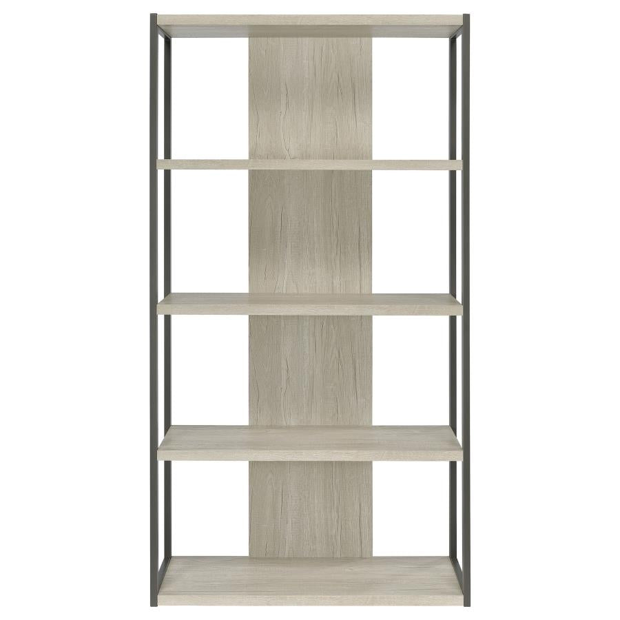 LOOMIS 72-INCH 4-SHELF BOOKSHELF WHITEWASHED GREY