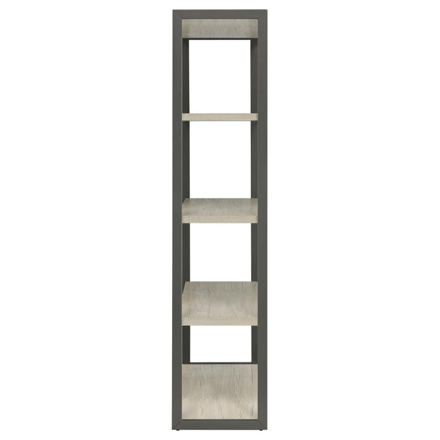 LOOMIS 72-INCH 4-SHELF BOOKSHELF WHITEWASHED GREY