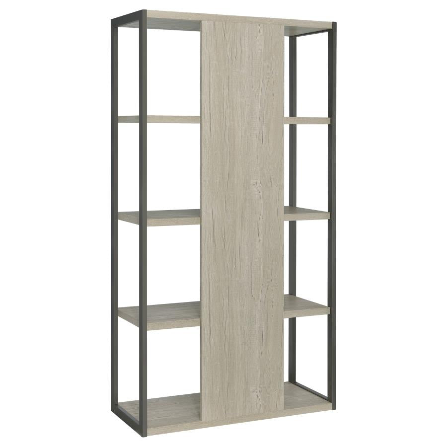 LOOMIS 72-INCH 4-SHELF BOOKSHELF WHITEWASHED GREY