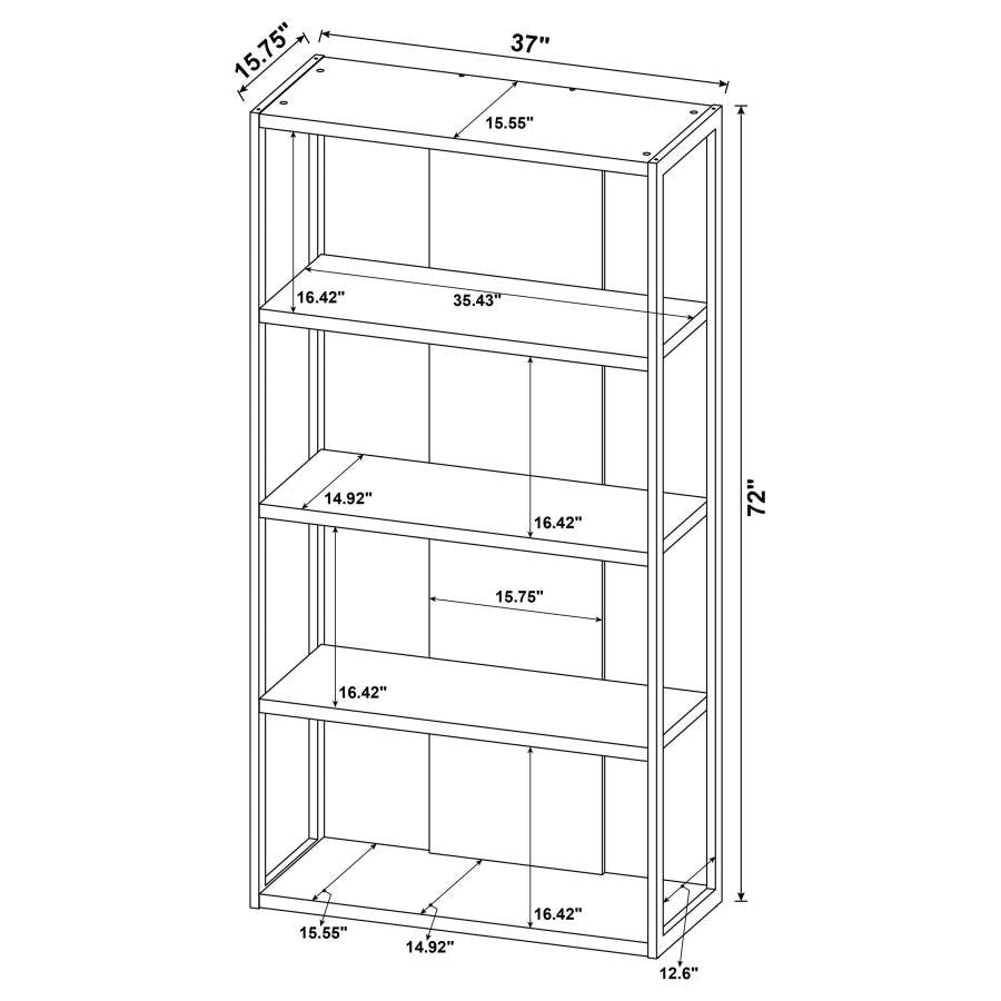 LOOMIS 72-INCH 4-SHELF BOOKSHELF WHITEWASHED GREY