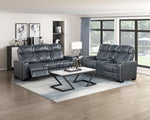 Apex Power Reclining Sofa W/ Heat & Massage BLUE LEATHER
