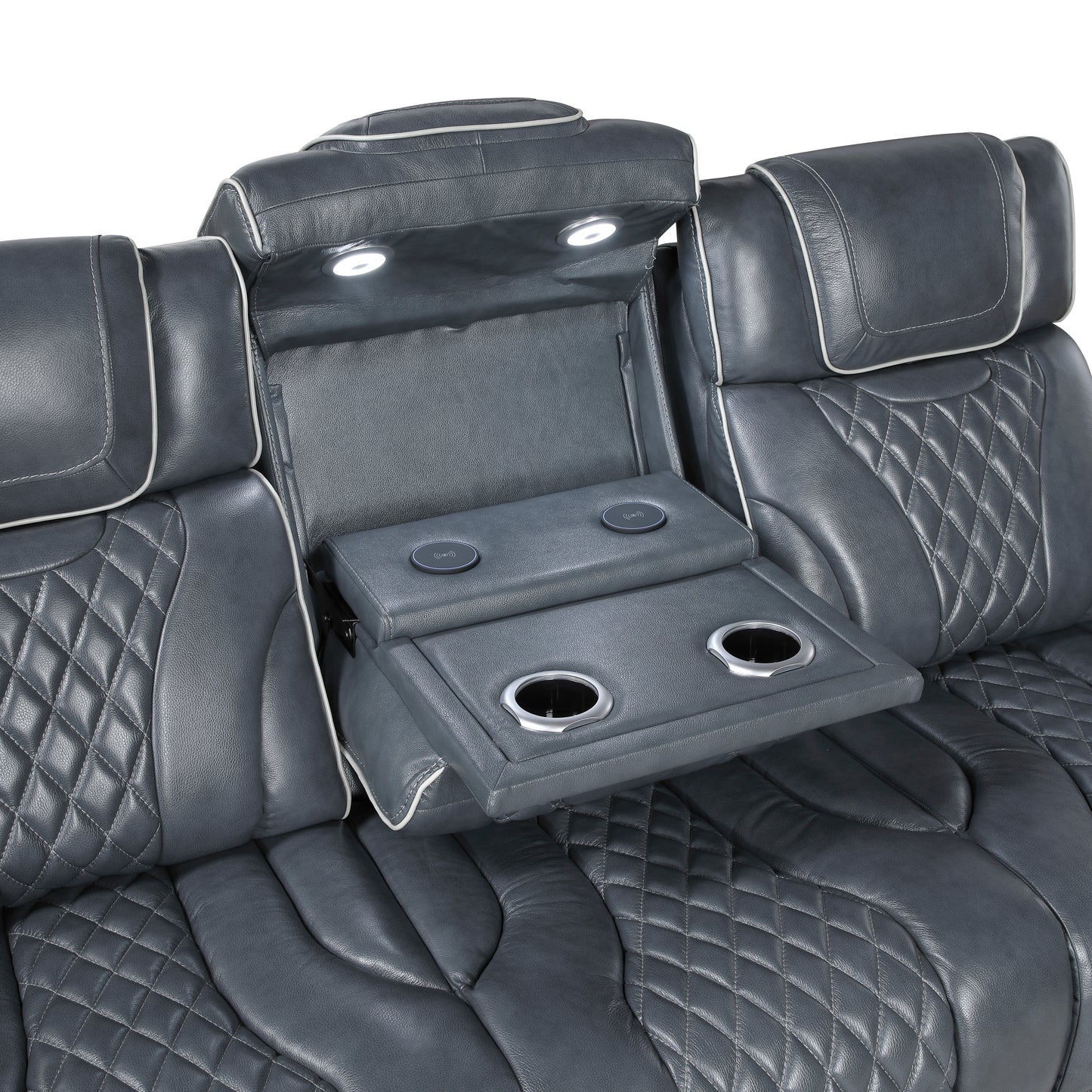 Apex Power Reclining Sofa W/ Heat & Massage BLUE LEATHER