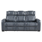 Apex Power Reclining Sofa W/ Heat & Massage BLUE LEATHER