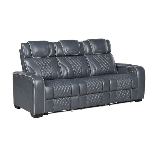 Apex Power Reclining Sofa W/ Heat & Massage BLUE LEATHER